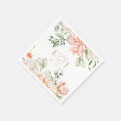 Elegant Modern Botanical Blush Pink Floral Wedding Serviette (Ecke)