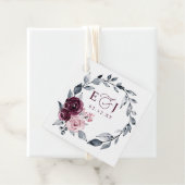 Elegant Modern Botanical Burgundy Floral Wedding Geschenkanhänger (Beispiel)