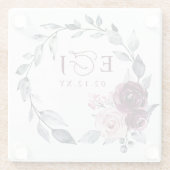 Elegant Modern Botanical Burgundy Floral Wedding Glasuntersetzer (Rückseite)