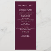 Elegant Modern Botanical Burgundy Floral Wedding Programm (Rückseite)