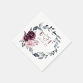 Elegant Modern Botanical Burgundy Floral Wedding Serviette (Ecke)