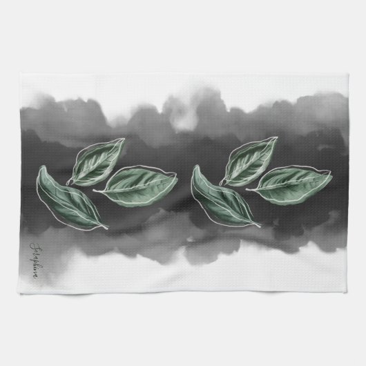 Elegant Modern Botanical Leaves Geschirrtuch (Horizontal)