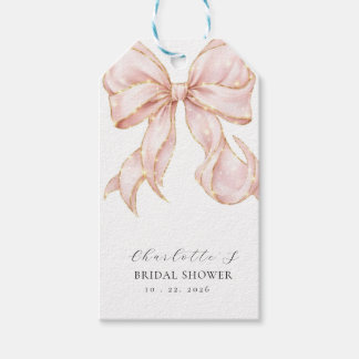Elegant, Modern Bridal Shower Pink Bow. Geschenkanhänger