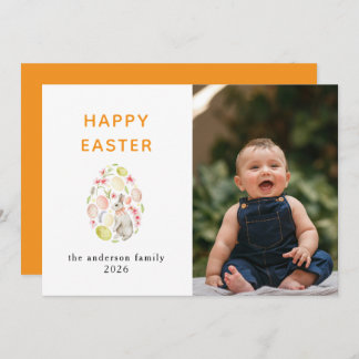 Elegant Modern Bunny Happy Easter Photo Feiertagskarte