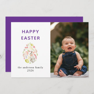 Elegant Modern Bunny Happy Easter Photo Feiertagskarte