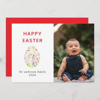 Elegant Modern Bunny Happy Easter Photo Feiertagskarte