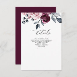 Elegant Modern Burgundy Floral Wedding Begleitkarte