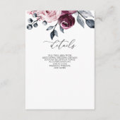 Elegant Modern Burgundy Floral Wedding Begleitkarte (Vorderseite)
