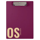 Elegant Modern Burgundy Monogram, Initial Script Klemmbrett (Vorderseite)