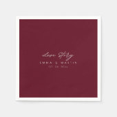 Elegant & modern Burgundy Script Wedding Serviette (Vorderseite)