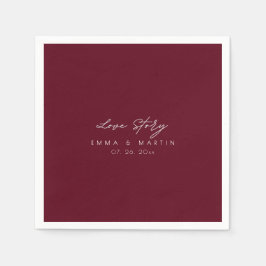 Elegant & modern Burgundy Script  Wedding Serviette