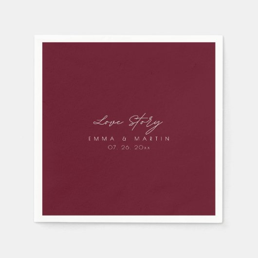 Elegant & modern Burgundy Script  Wedding Serviette (Vorderseite)