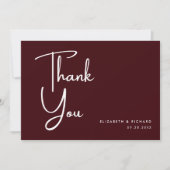 Elegant & Modern Burgundy Wedding Dankeskarte (Vorderseite)