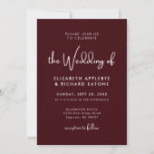 Elegant & Modern Burgundy Wedding Einladung (Vorderseite)