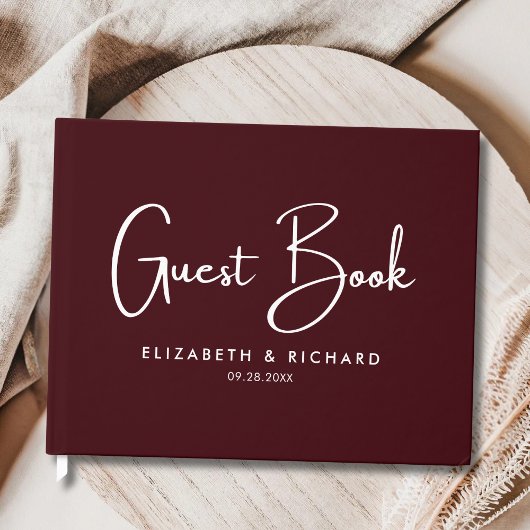 Elegant & Modern Burgundy Wedding Gästebuch
