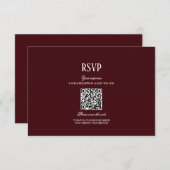 Elegant Modern Burgundy Wedding QR Code RSVP Begleitkarte (Vorne/Hinten)