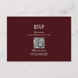 Elegant Modern Burgundy Wedding QR Code RSVP Begleitkarte