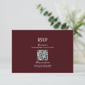Elegant Modern Burgundy Wedding QR Code RSVP Begleitkarte (Stehend Vorderseite)