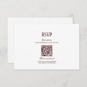 Elegant Modern Burgundy Wedding QR Code RSVP Begleitkarte (Vorne/Hinten)