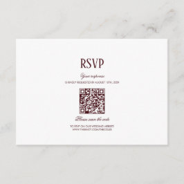 Elegant Modern Burgundy Wedding QR Code RSVP Begleitkarte