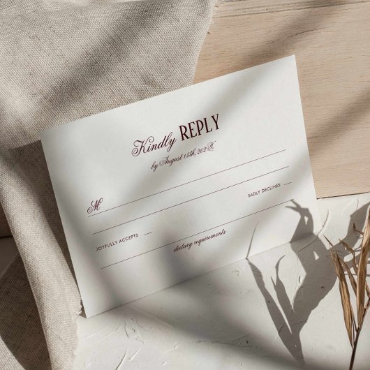 Elegant Modern Burgundy Wedding Respond Begleitkarte