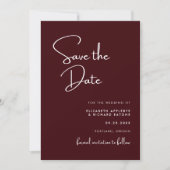 Elegant & Modern Burgundy Wedding Save The Date (Vorderseite)