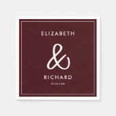 Elegant & Modern Burgundy Wedding Serviette (Vorderseite)