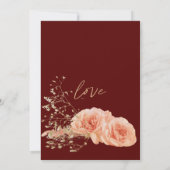 Elegant Modern Burgundy & White Rose Wedding  Einladung (Rückseite)