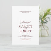 Elegant Modern Burgundy & White Wedding Einladung (Stehend Vorderseite)