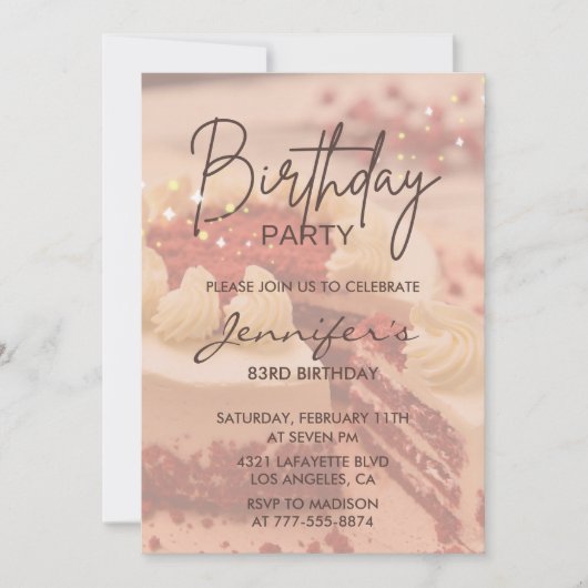 Elegant Modern Cake Sparkle 83. Einladung (Vorderseite)