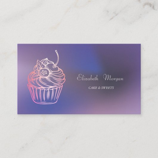 Elegant Modern Cake Sweets,Cupcake Purple Visitenkarte (Vorderseite)