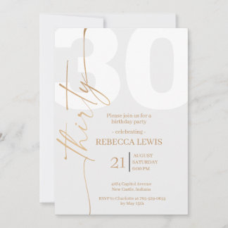 Elegant Modern Calligraphy 30 Adult Birthday Einladung