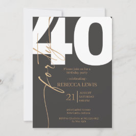Elegant Modern Calligraphy 40th Adult Birthday Einladung