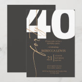 Elegant Modern Calligraphy 40th Adult Birthday Einladung (Vorne/Hinten)