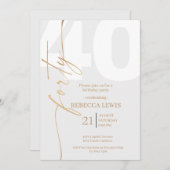 Elegant Modern Calligraphy 40th Adult Birthday Einladung (Vorne/Hinten)