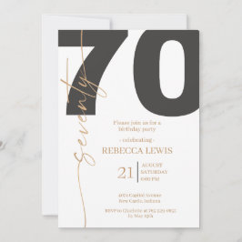 Elegant Modern Calligraphy 70th Adult Birthday Einladung