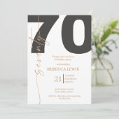 Elegant Modern Calligraphy 70th Adult Birthday Einladung (Stehend Vorderseite)