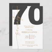 Elegant Modern Calligraphy 70th Adult Birthday Einladung (Vorne/Hinten)