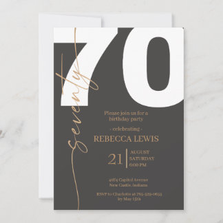 Elegant Modern Calligraphy 70th Adult Birthday Einladung