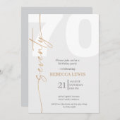 Elegant Modern Calligraphy 70th Adult Birthday Einladung (Vorne/Hinten)