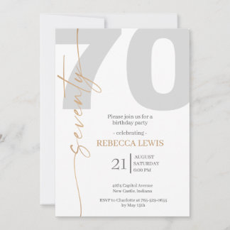Elegant Modern Calligraphy 70th Adult Birthday Einladung