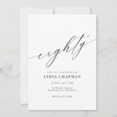Elegant Modern Calligraphy 80. Geburtstagsparty Einladung (Vorderseite)