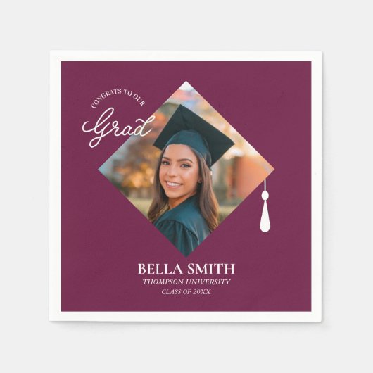 Elegant Modern Calligraphy Custom Graduation Photo Serviette (Vorderseite)