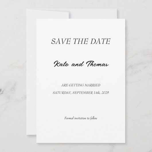 Elegant Modern Calligraphy Minimalist Chic Wedding Save The Date (Vorderseite)