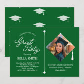 Elegant Modern Calligraphy Photo Graduation Party Einladung (Vorne/Hinten)