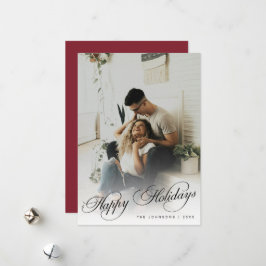 Elegant Modern Calligraphy Script Christmas Photo Feiertagskarte