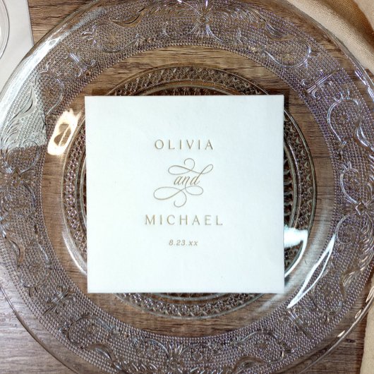 Elegant Modern Calligraphy Script Wedding Gold Servietten Mit Folie