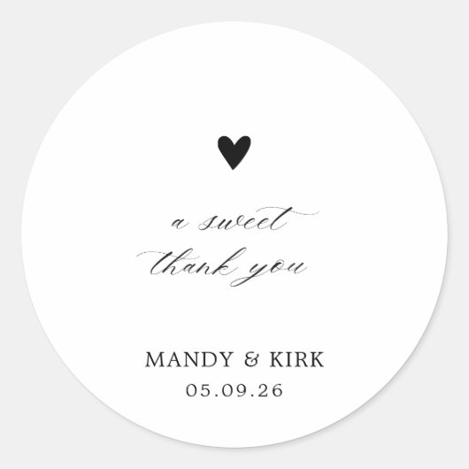 Elegant Modern Calligraphy Wedding Favor Sticker (Vorderseite)