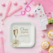 Elegant Modern Champagne Cheers 50th Birthday Pappteller (Party)