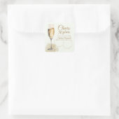Elegant Modern Champagne Cheers 50th Birthday Quadratischer Aufkleber (Tasche)